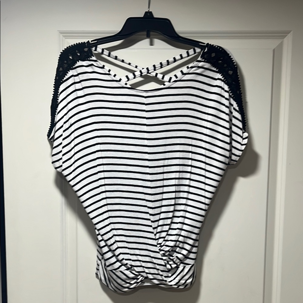 Striped Black and White Women's Top